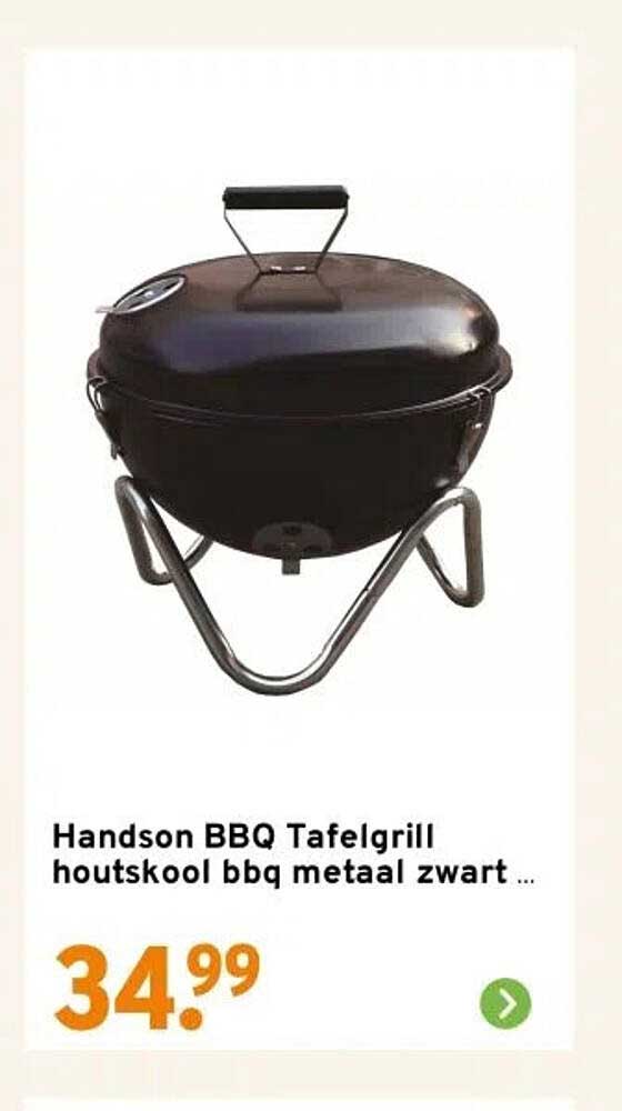 Handson BBQ Tafelgrill houtskool bbq metaala zwart
