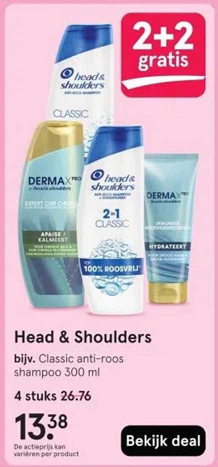 Head & Shoulders bijv. Classic anti-roos shampoo 300 ml - 4 stuks 26.76