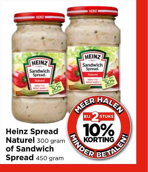 Heinz Spread Natuur 300 gram of Sandwich Spread 450 gram