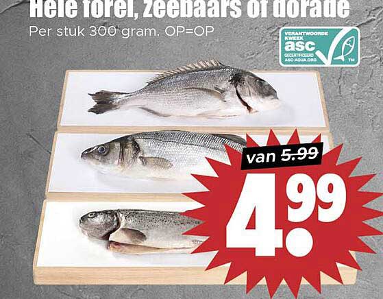 Hele forel, zeebaars of dorade