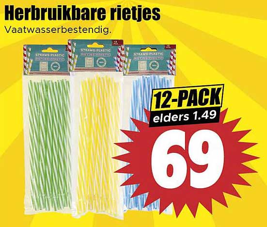Herbruikbare rietjes 12-pack