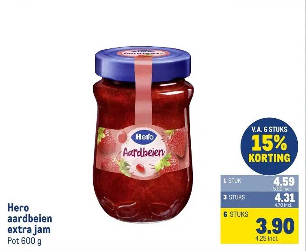 Hero aardbeien extra jam