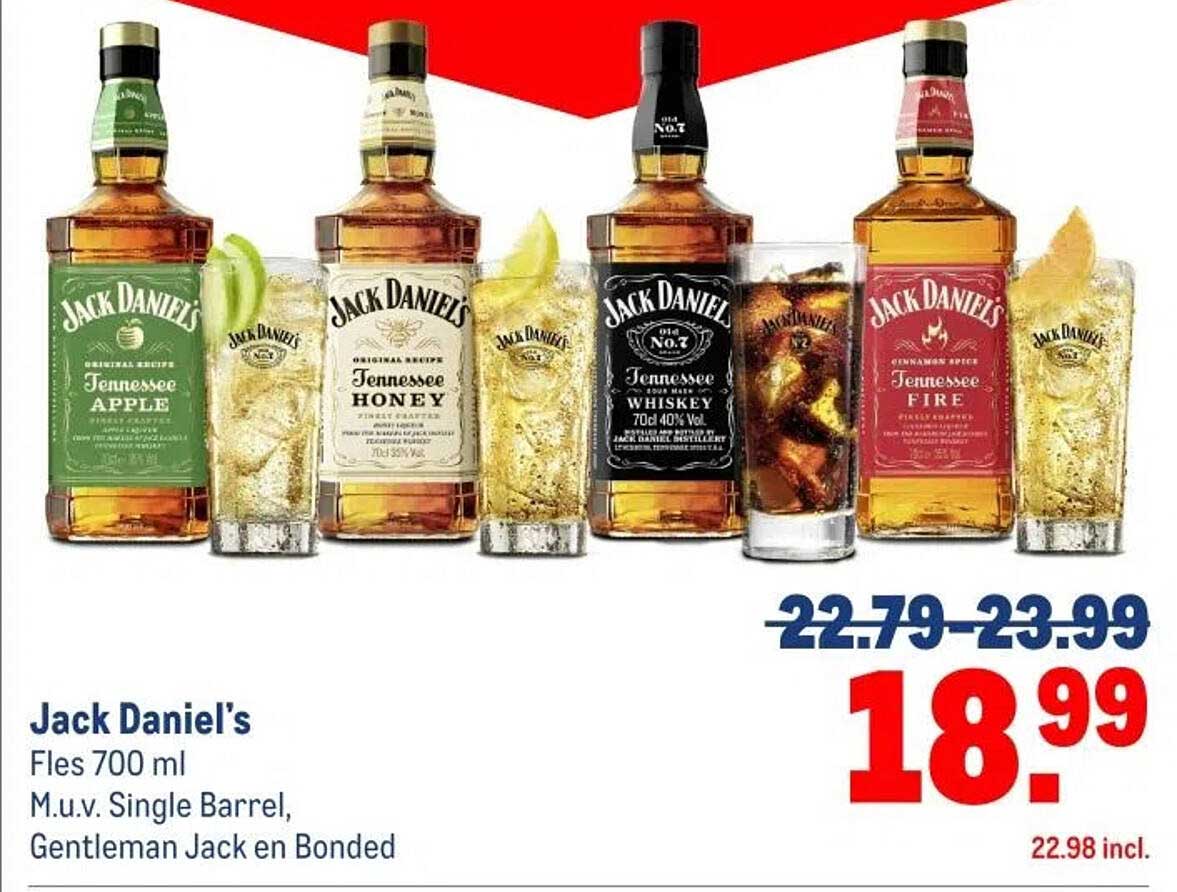 Jack Daniel's Fles 700 ml M.u.v. Single Barrel, Gentleman Jack en Bonded