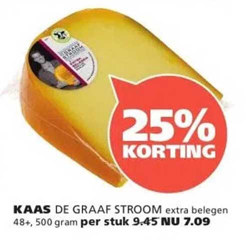 KAAS DE GRAAF STROOM extra belegen 48+, 500 gram per stuk 9.45 NU 7.09
