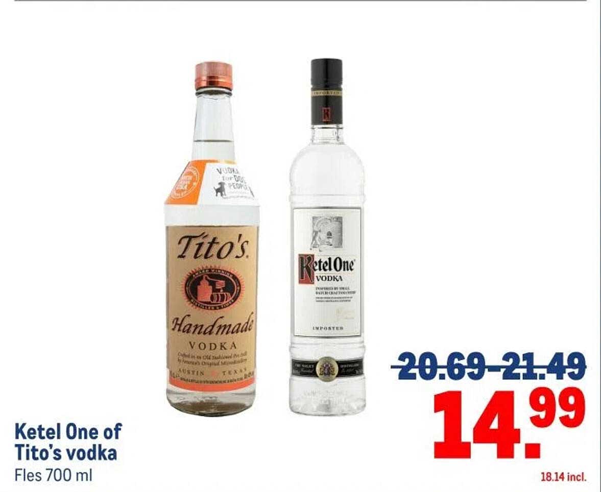Ketel One of Tito's vodka Fles 700 ml