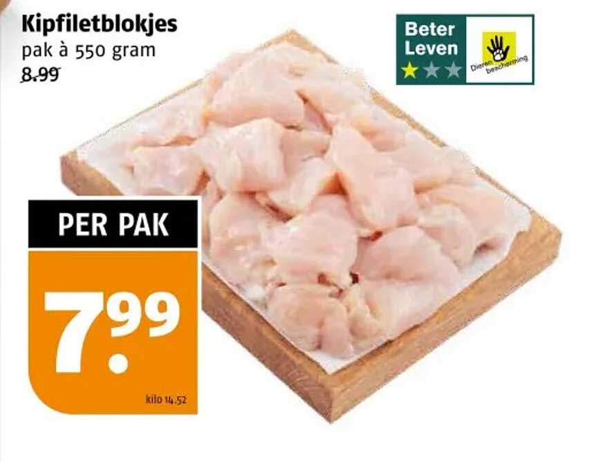 Kipfiletblokjes pak à 550 gram