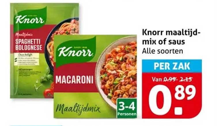 Knorr maaltijdmix of saus Alle soorten