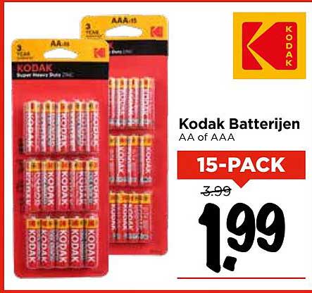 Kodak Batterijen AA of AAA 15-PACK