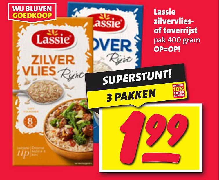 Lassie zilvervlies- of toverrijst pak 400 gram