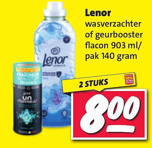 Lenor wasverzachter of geurbooster flacon 903 ml/ pak 140 gram