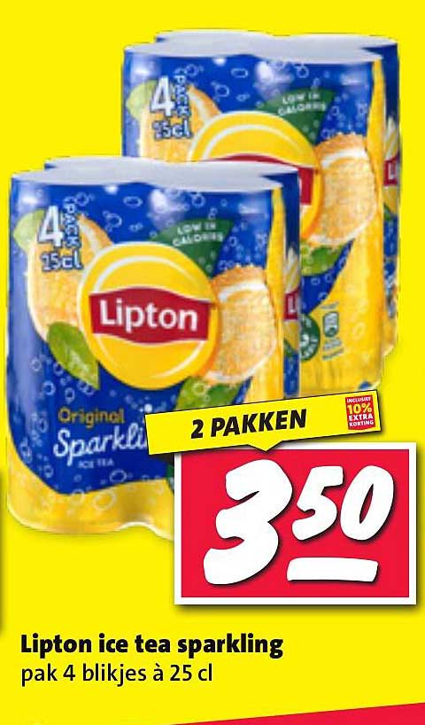 Lipton ice tea sparkling pak 4 blikjes à 25 cl