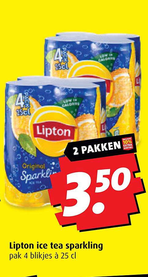 Lipton ice tea sparkling pak 4 blikjes à 25 cl