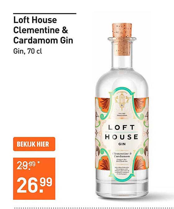 Loft House Clementine & Cardamom Gin, 70 cl