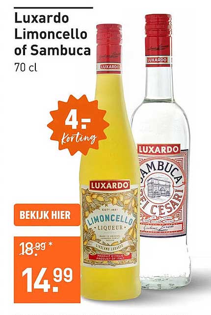 Luxardo Limoncello of Sambuca 70 cl