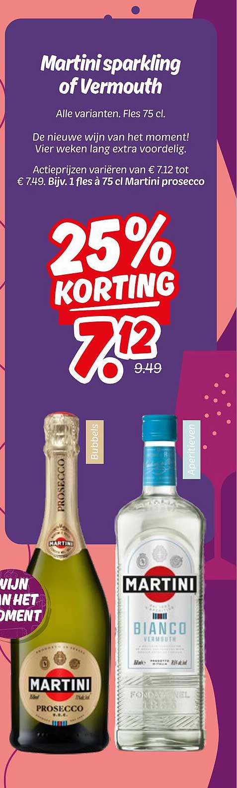 Martini sparkling of Vermouth, Fles 75 cl