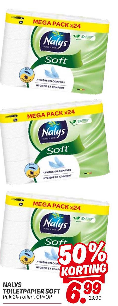NALYS TOILETPAPIER SOFT Pak 24 rollen. OP=OP