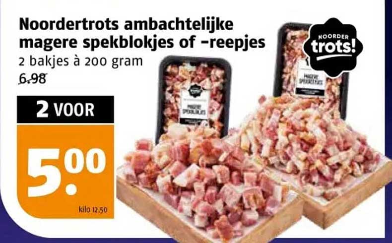 Noordertrots ambachtelijke magere spekblokjes of -reepjes