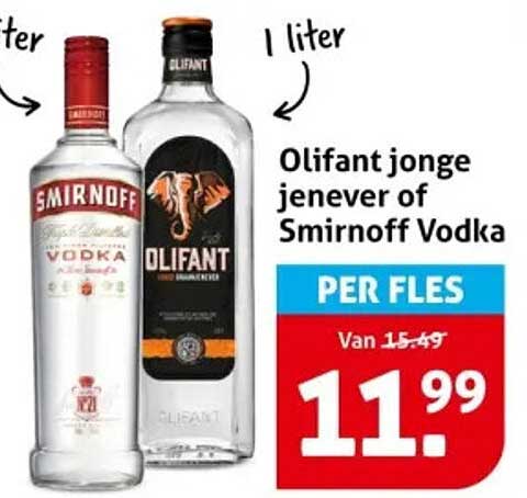 Olifant jonge jenever of Smirnoff Vodka