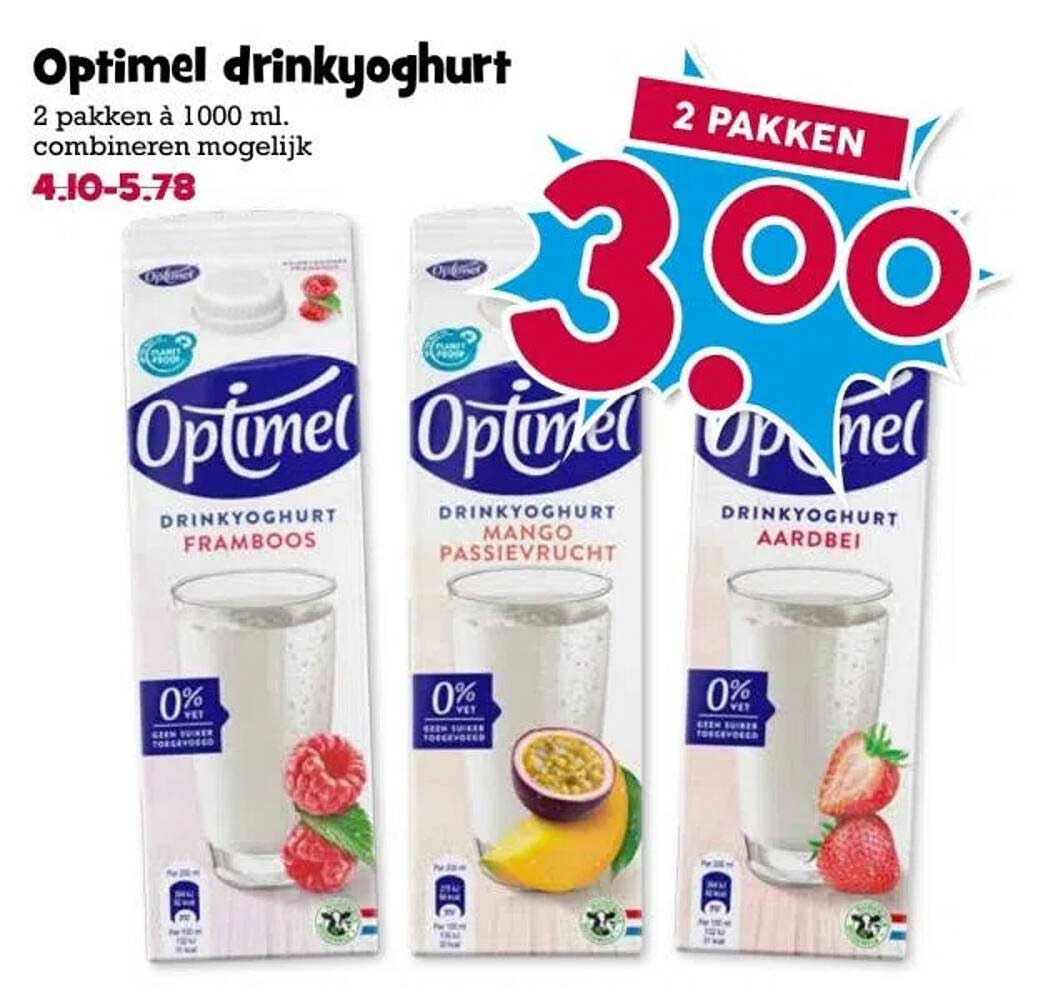Optimel drinkyoghurt 2 pakken à 1000 ml. combineren mogelijk