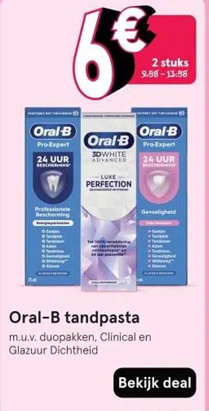 Oral-B tandpasta m.u.v. duopakken, Clinical en Glazuur Dichtheid