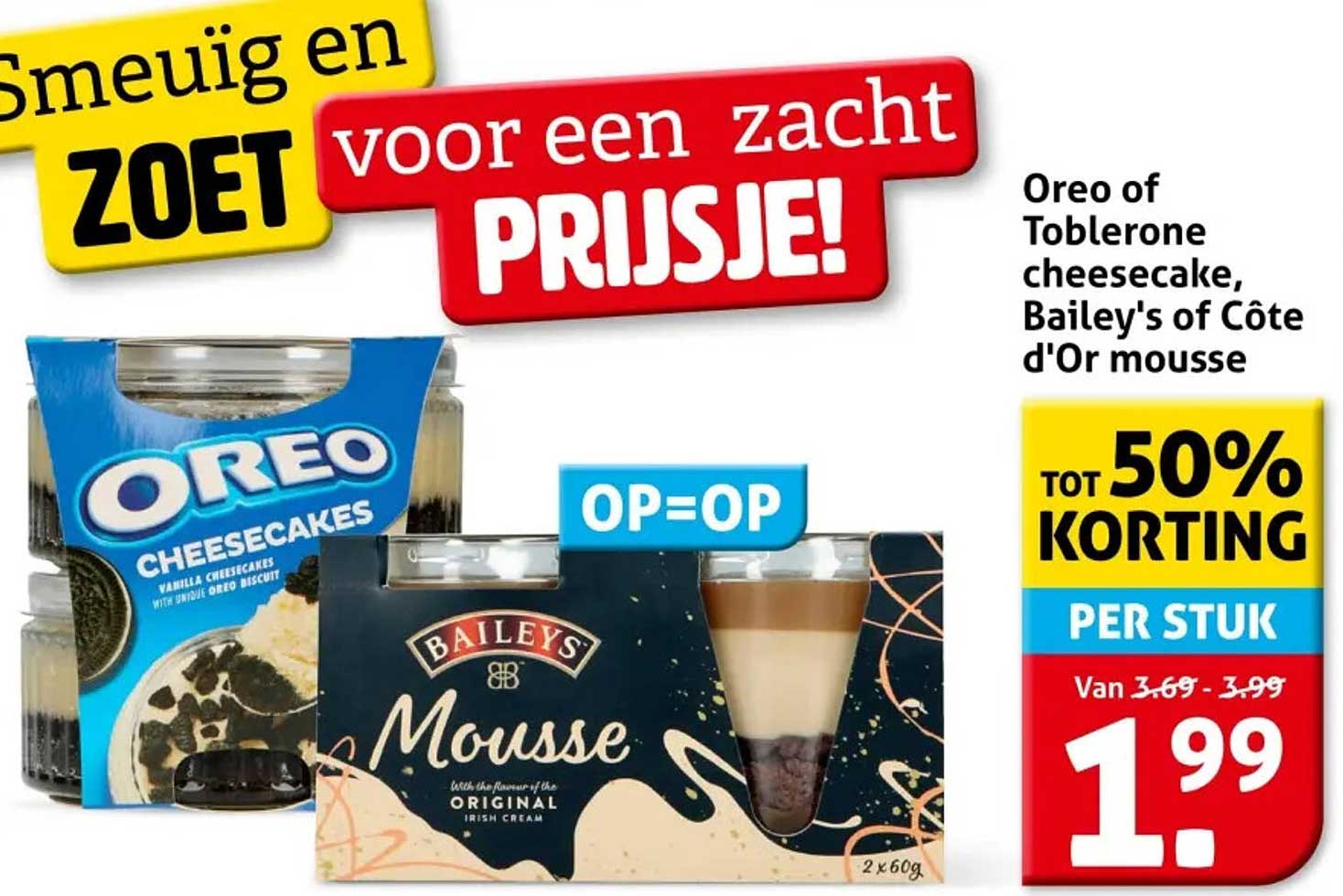 Oreo of Toblerone cheesecake, Bailey's of Côte d'Or mousse