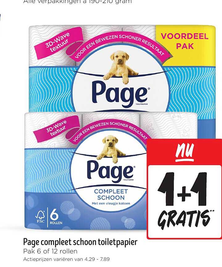 Page compleet schoon toiletpapier Pak 6 of 12 rollen