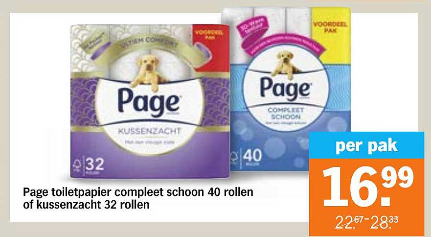 Page toiletpapier compleet schoon 40 rollen of kussenzacht 32 rollen