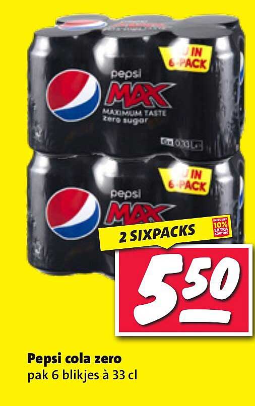 Pepsi cola zero pak 6 blijkjes à 33 cl