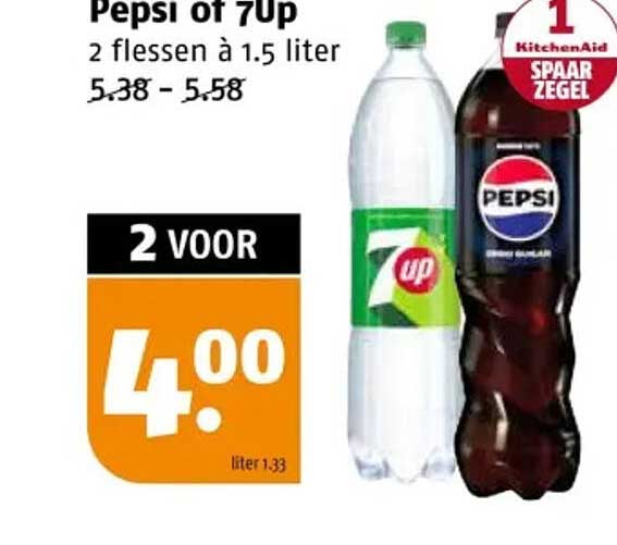 Pepsi of 7Up 2 flessen à 1.5 liter