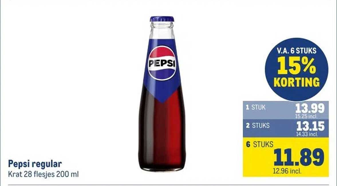 Pepsi regular Krat 28 flesjes 200 ml