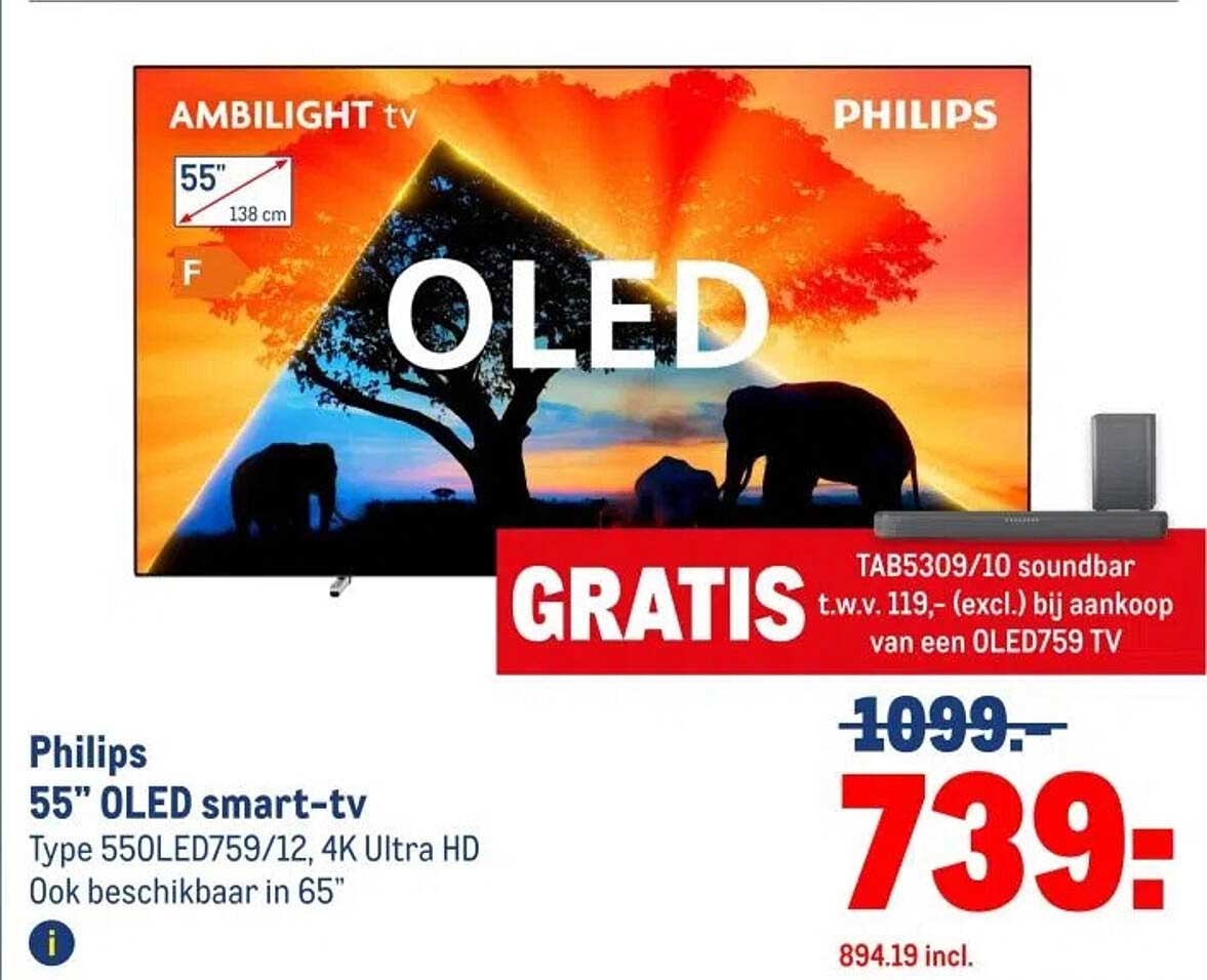 Philips 55" OLED smart-tv met gratis soundbar