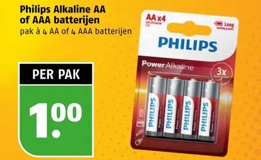 Philips Alkaline AA of AAA batterijen