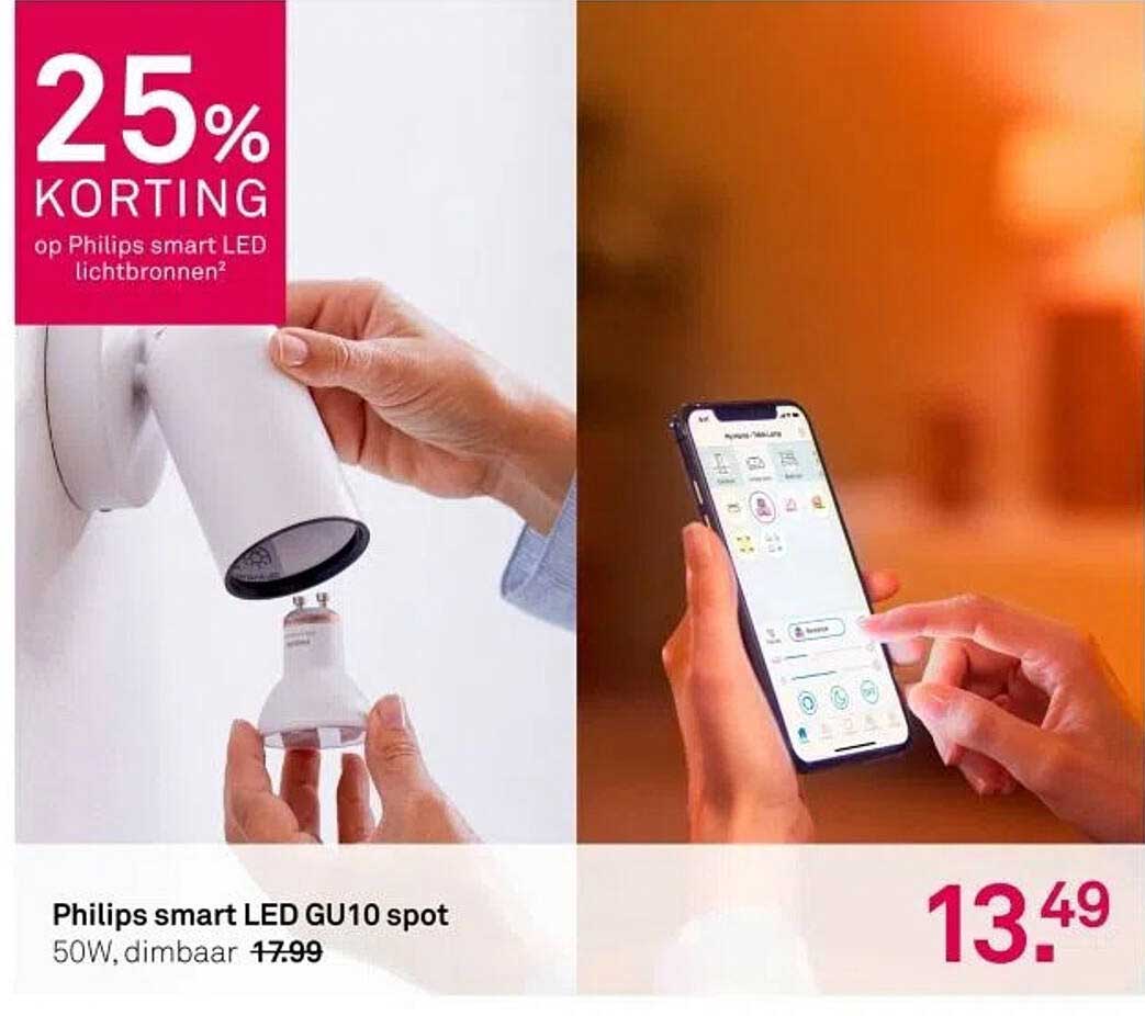 Philips smart LED GU10 spot 50W, dimbaar