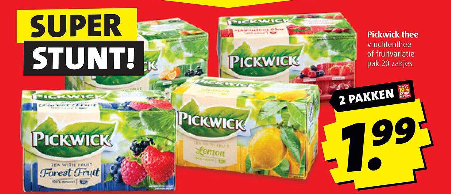 Pickwick thee vruchten thee of fruitvariatie pak 20 zakjes