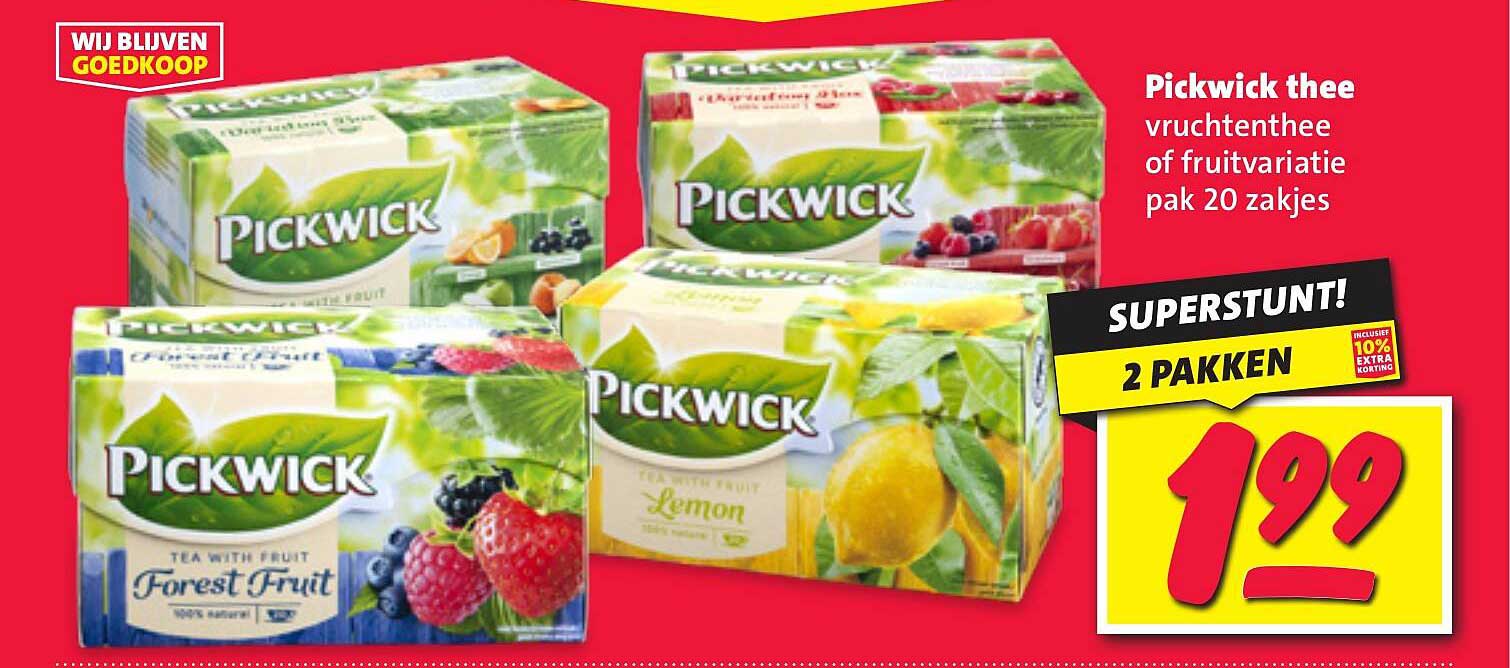 Pickwick thee vruchtenthee of fruitvariatie pak 20 zakjes