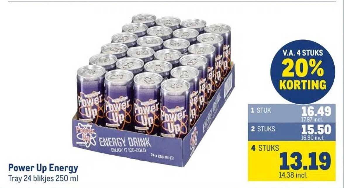 Power Up Energy Tray 24 blijkjes 250 ml