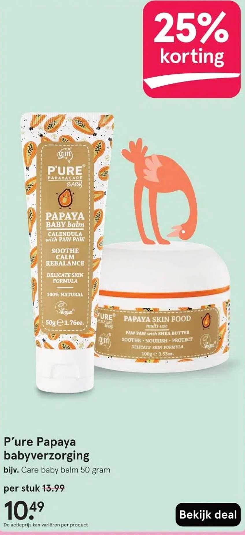 P’ure Papaya babyverzorging bijv. Care baby balm 50 gram