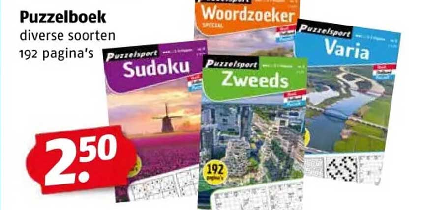 Puzzelboek diverse soorten 192 pagina's