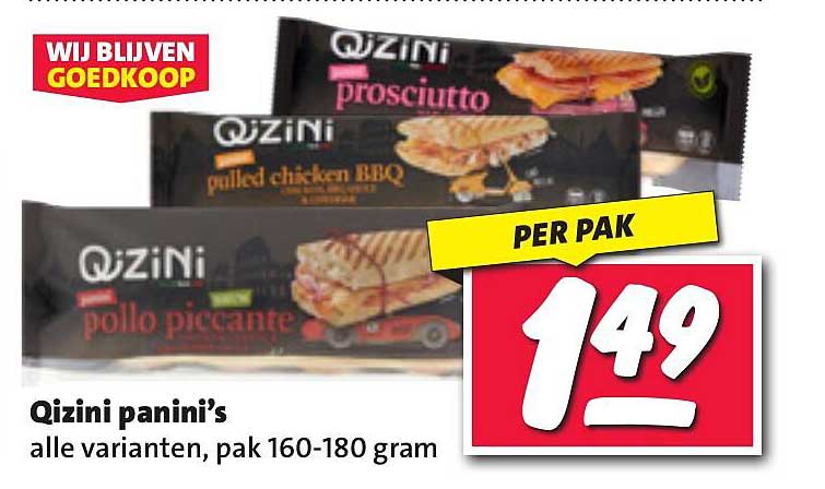 Qizini panini’s alle varianten, pak 160-180 gram
