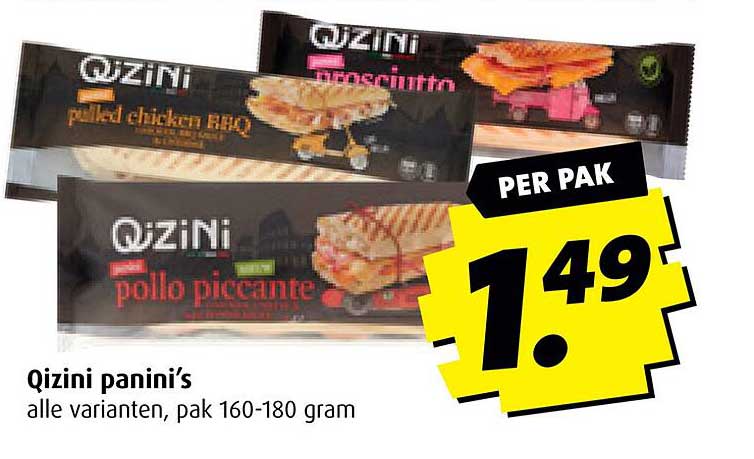 Qizini panini’s alle varianten, pak 160-180 gram