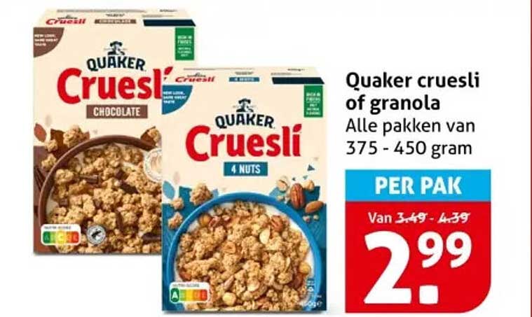 Quaker cruesli of granola