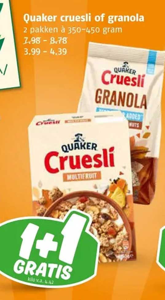 Quaker cruesli of granola