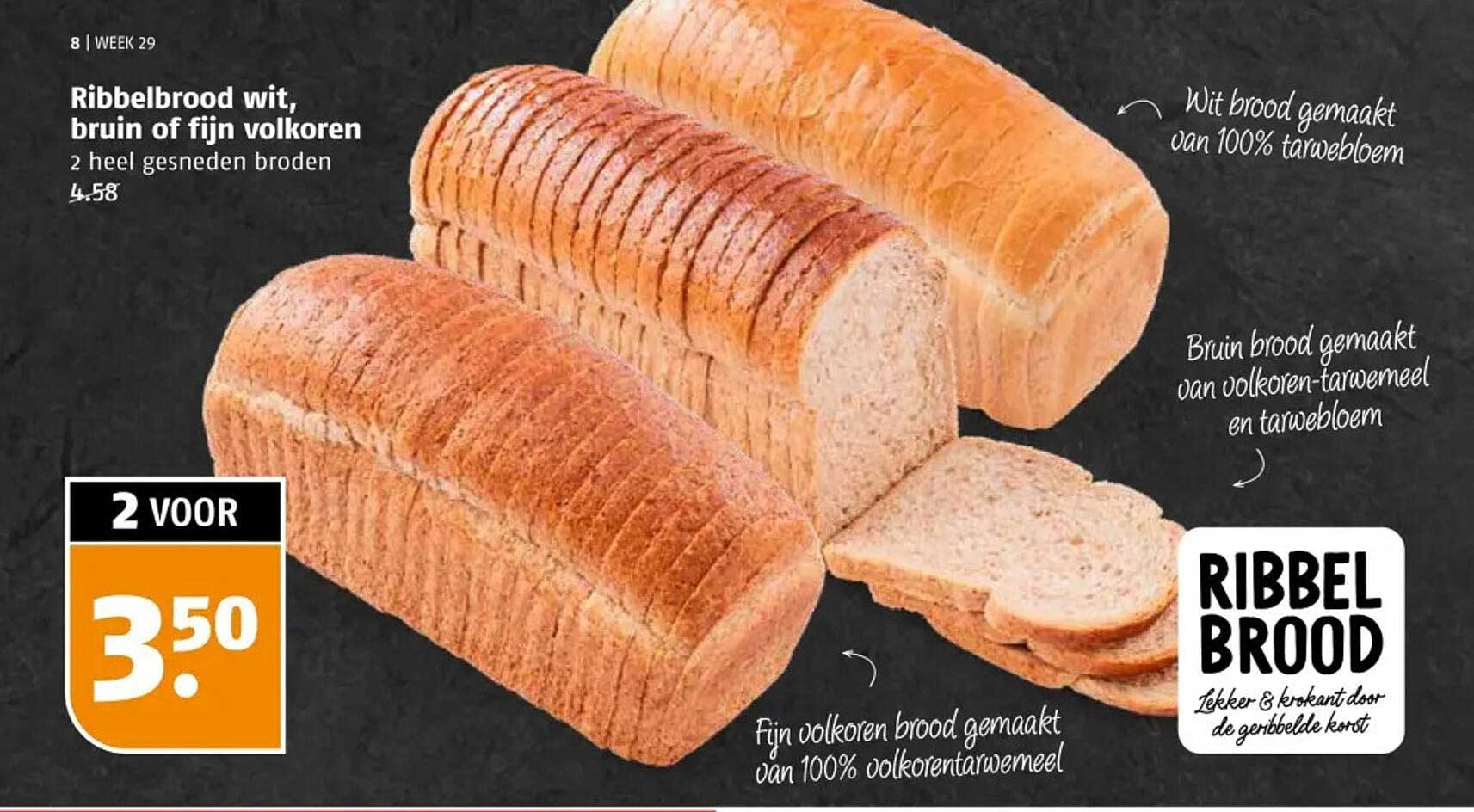Ribbelbrood wit, bruin of fijn volkoren