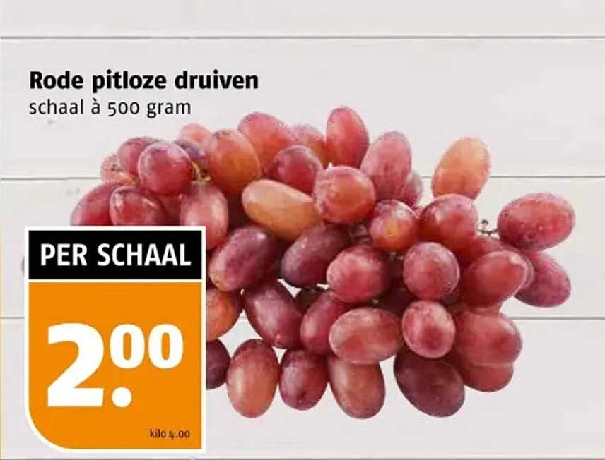 Rode pitloze druiven schaal à 500 gram