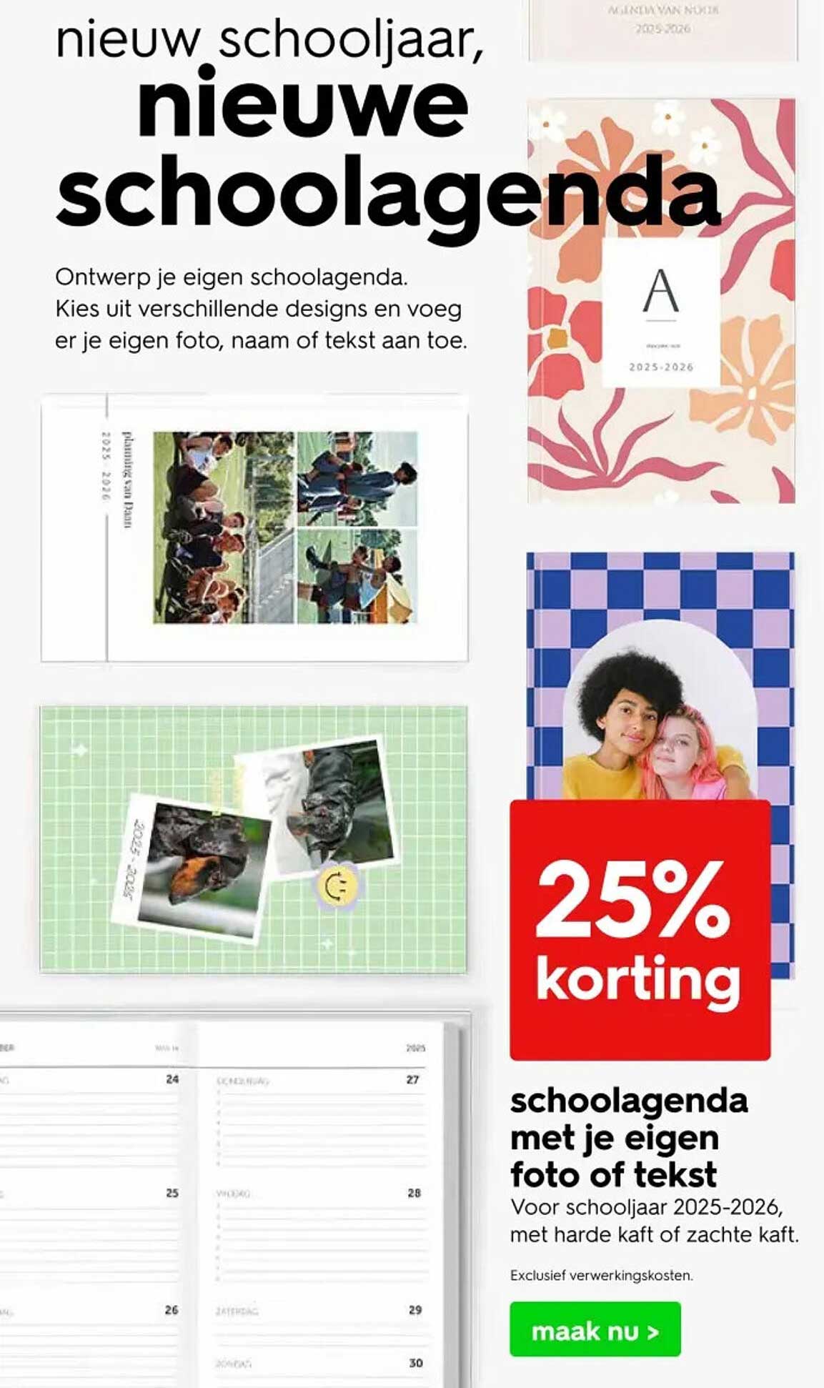 schoolagenda met je eigen foto of tekst