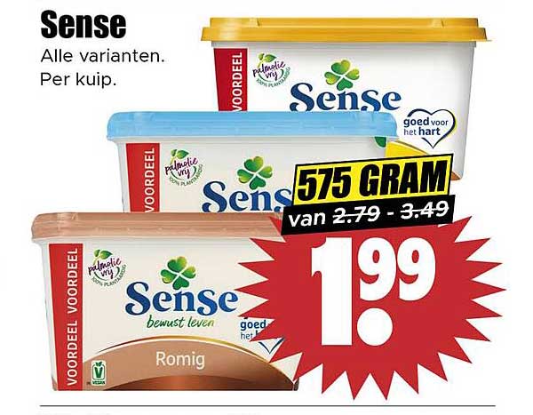 Sense 575 gram van 2.79 - 3.49 voor 1.99