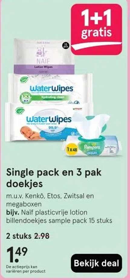 Single pack en 3 pak doekjes