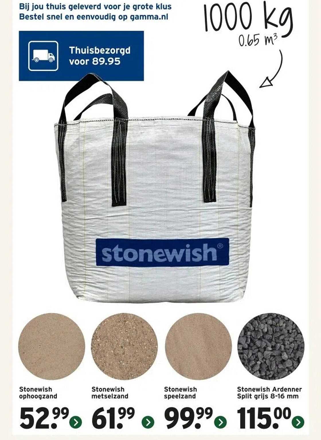 Stonewish ophoogzand voor €52.99