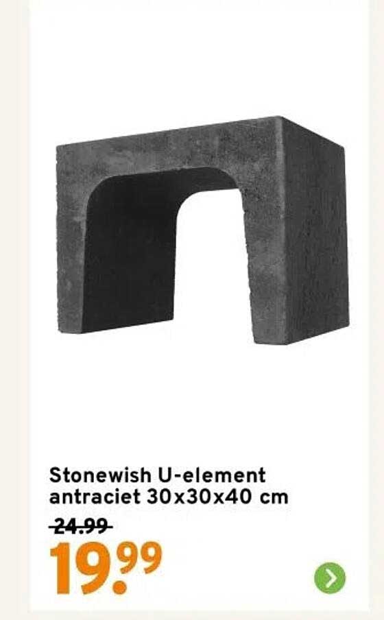Stonewish U-element antraciet 30x30x40 cm