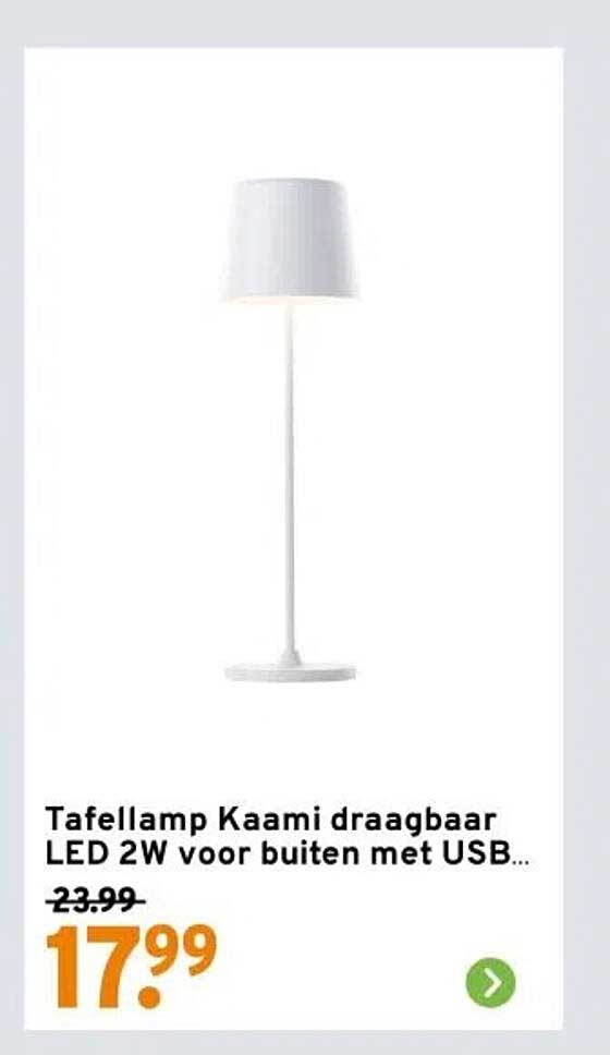 Tafellamp Kaami draagbaar LED 2W voor buiten met USB